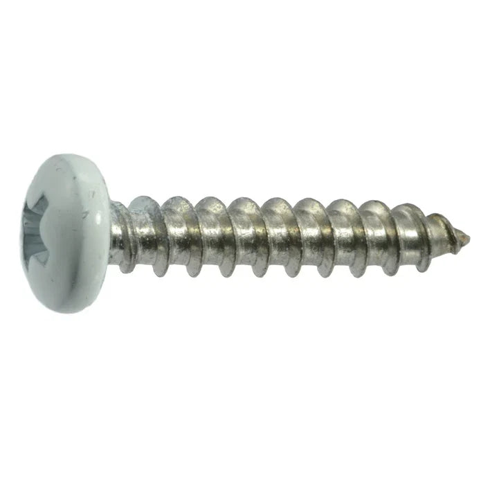 White Painted 18-8 Stainless Steel Phillips Pan Head Sheet Metal Screws