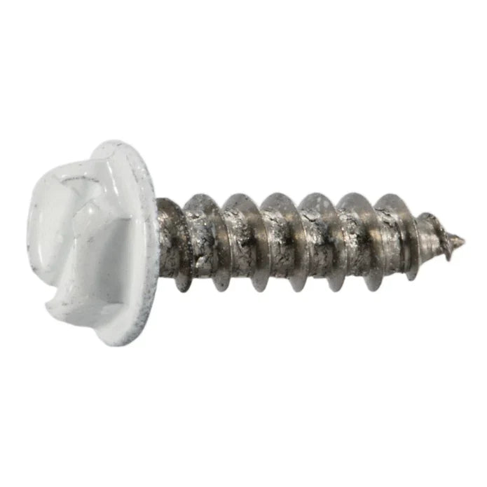 White Painted 18-8 Stainless Steel Hex Washer Head Sheet Metal Screws