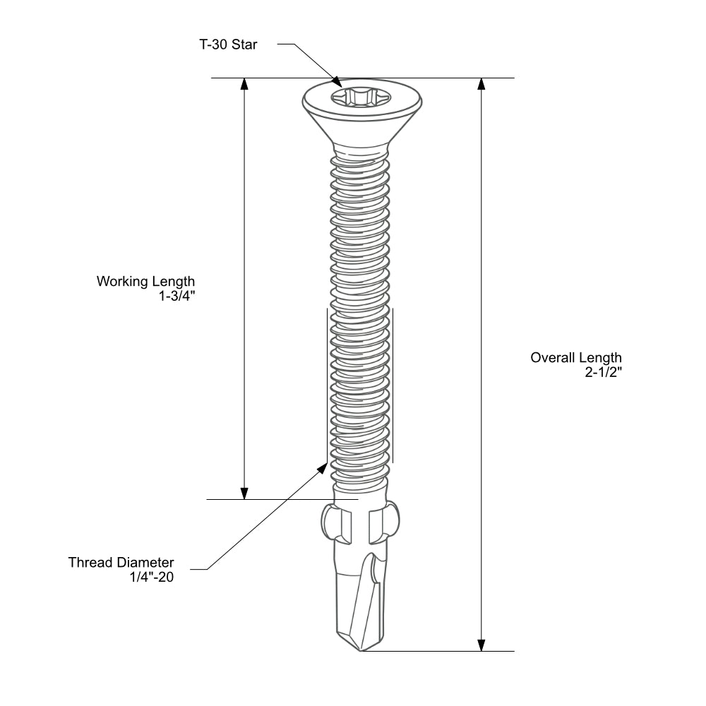 SaberDrive™ Gray Ruspert T-30 Star Drive Flat Head Self-Drilling Trailer Floorboard Screws