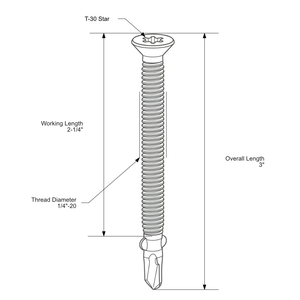 SaberDrive™ Gray Ruspert T-30 Star Drive Flat Head Self-Drilling Trailer Floorboard Screws