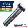 1"-14 Zinc Grade 5 Steel Fine Thread Hex Bolt Cap Screws