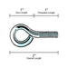 dimensions of 1/4-20 x 2 zinc plated steel eye bolt