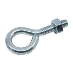 Close up of 1/4-20 x 2-inch zinc plated steel eye bolt with coarse thread