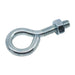 Close up of 1/4-20 x 2-inch zinc plated steel eye bolt with coarse thread