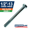 1/2"-13 Zinc Grade 5 Steel Coarse Thread Hex Bolt Cap Screws
