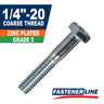 1/4"-20 Zinc Grade 5 Steel Coarse Thread Hex Bolt Cap Screws