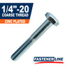 1/4"-20 Zinc Plated Steel Coarse Thread Hex Bolts