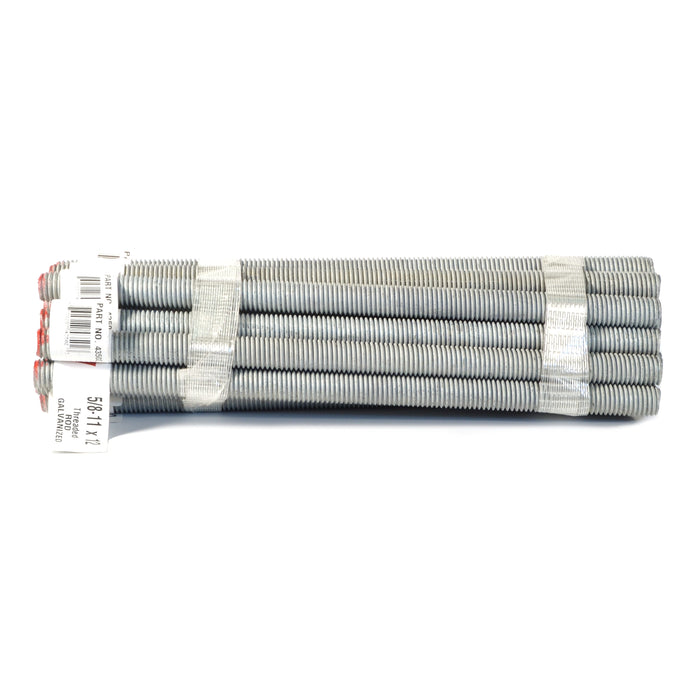 5/8"-11 x 12" Galvanized Steel Coarse Thread Threaded Rods