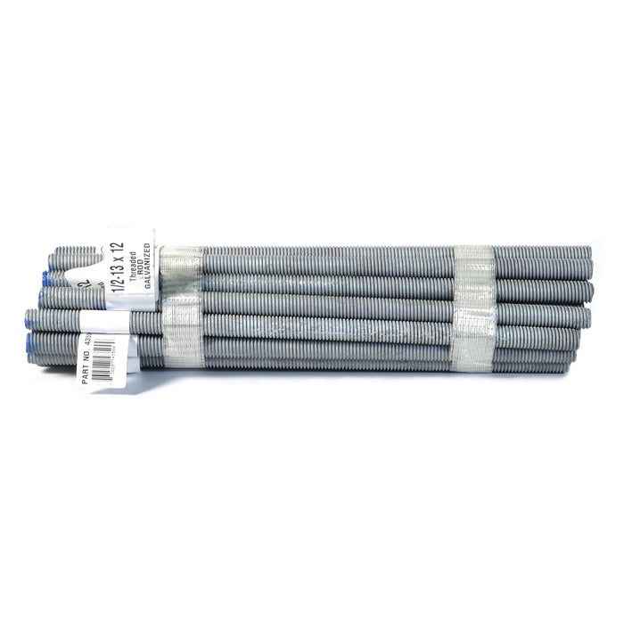 1/2"-13 x 12" Galvanized Steel Coarse Thread Threaded Rods