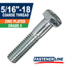 5/16-18 Zinc Grade 5 Steel Coarse Thread Hex Bolt Cap Screws