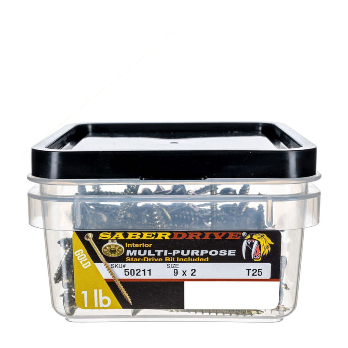 9 x 2" Star Drive Gold Multi-Purpose Saberdrive Screws 1 lb. Tub (124 pcs.)