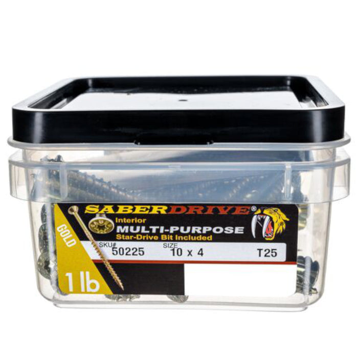 10 x 4" Star Drive Gold Multi-Purpose Saberdrive Screws 1 lb. Box (48 pcs.)