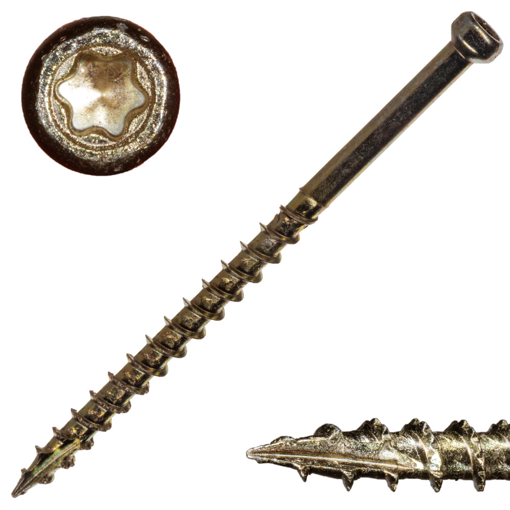 #8 x 2-1/2" SaberDrive® Star Drive Gold Zinc Trim Screws 1 lb. Tub (143 pcs.)
