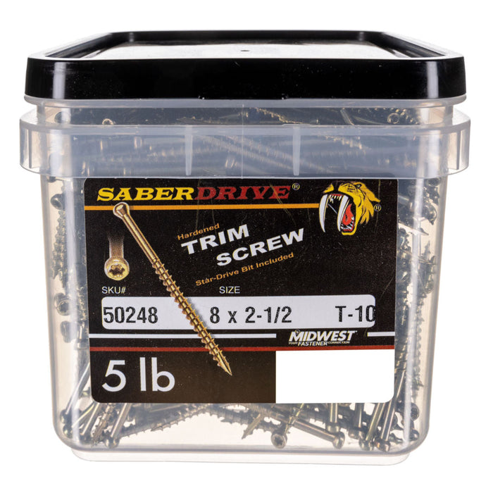 8 x 2-1/2" Star Drive Gold Trim Saberdrive Screws 5 lb. Tub (679 pcs.)