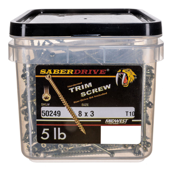 8 x 3" Star Drive Gold Trim Saberdrive Screws 5 lb. Tub (592 pcs.)