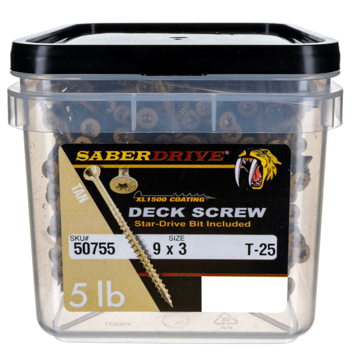 9 x 3" Star Drive Tan Deck Saberdrive Screws 3 lb. Box (219 pcs.)