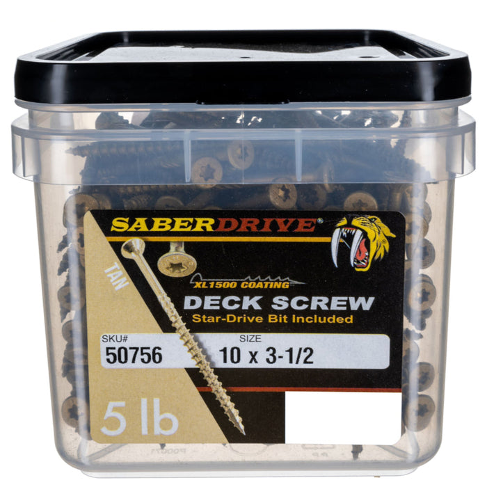10 x 3-1/2" Star Drive Tan Deck Saberdrive Screws 3 lb. Box (165 pcs.)