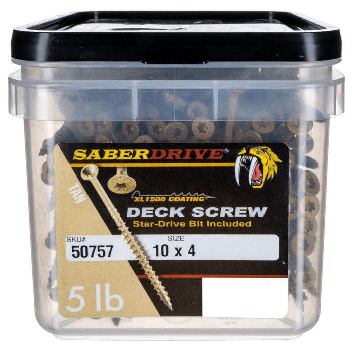 10 x 4" Star Drive Tan Deck Saberdrive Screws 3 lb. Box (144 pcs.)