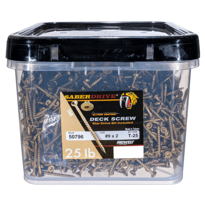 9 x 2" Star Drive Tan Deck Saberdrive Screws 5 lb. Box (620 pcs.)
