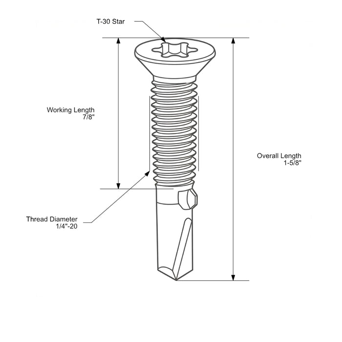 SaberDrive™ Gray Ruspert T-30 Star Drive Flat Head Self-Drilling Trailer Floorboard Screws