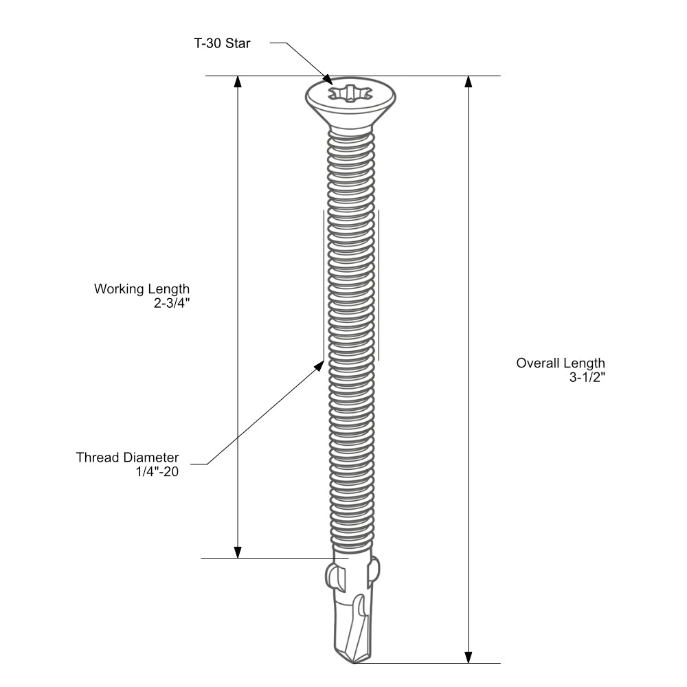 SaberDrive™ Gray Ruspert T-30 Star Drive Flat Head Self-Drilling Trailer Floorboard Screws