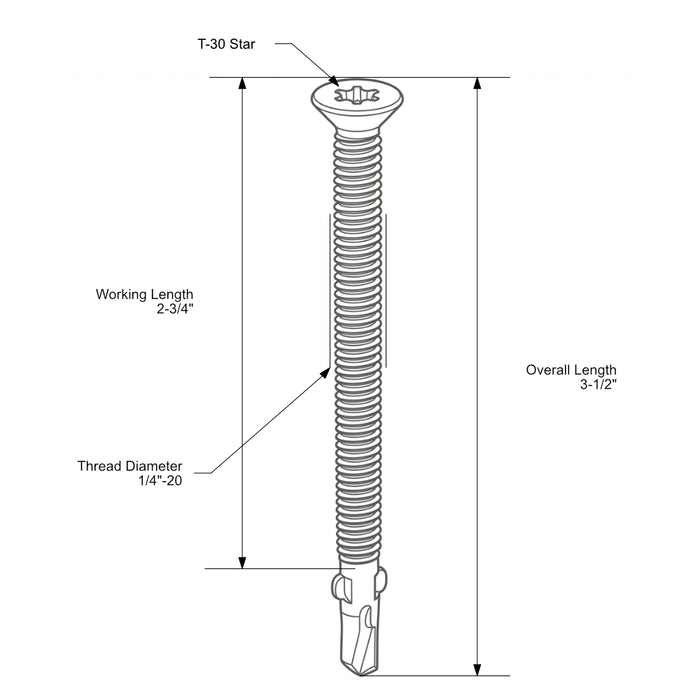 SaberDrive™ Gray Ruspert T-30 Star Drive Flat Head Self-Drilling Trailer Floorboard Screws