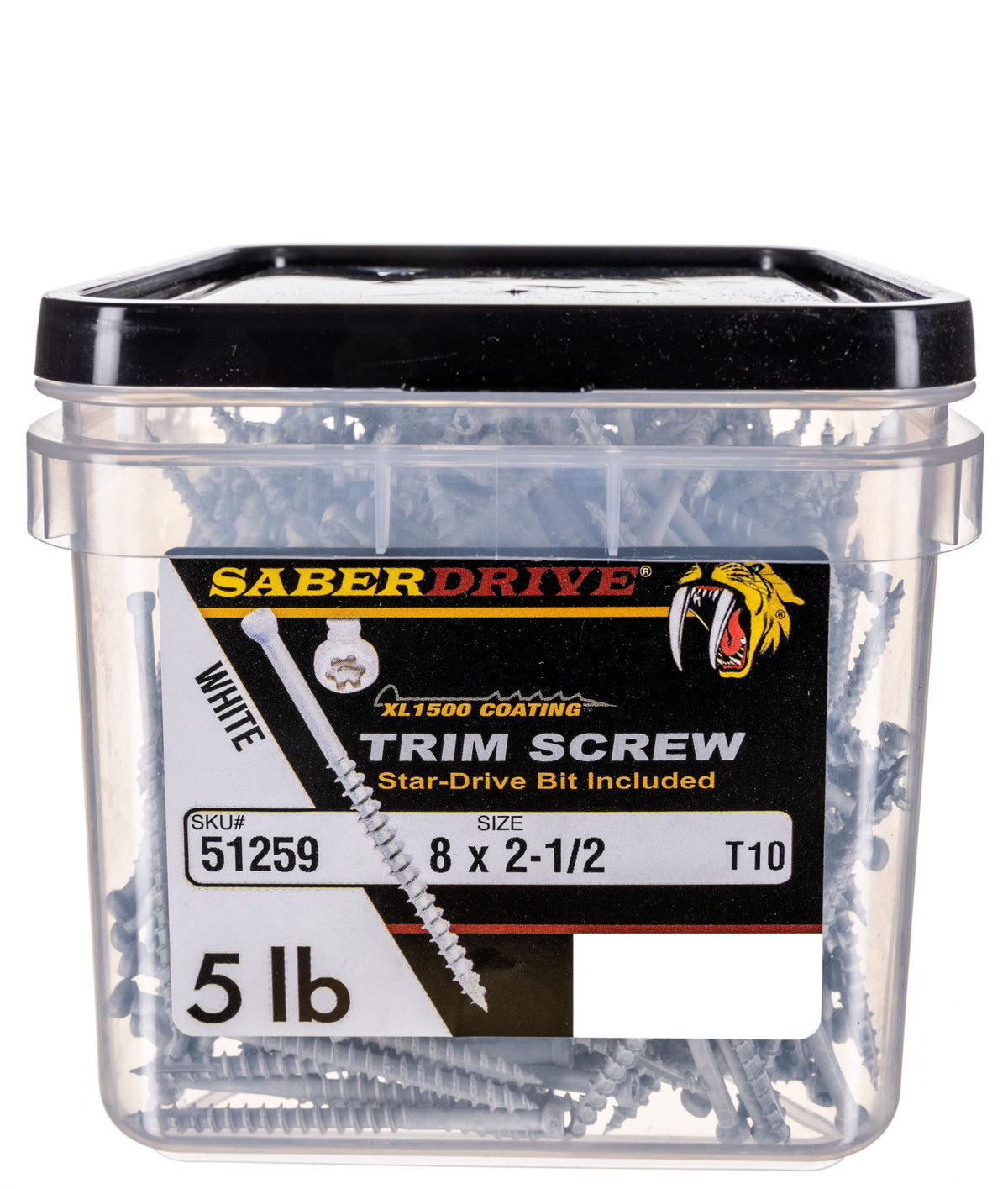 #8 x 2-1/2"SaberDrive®  White XL1500 Coated Steel Star Drive Trim Head Screws