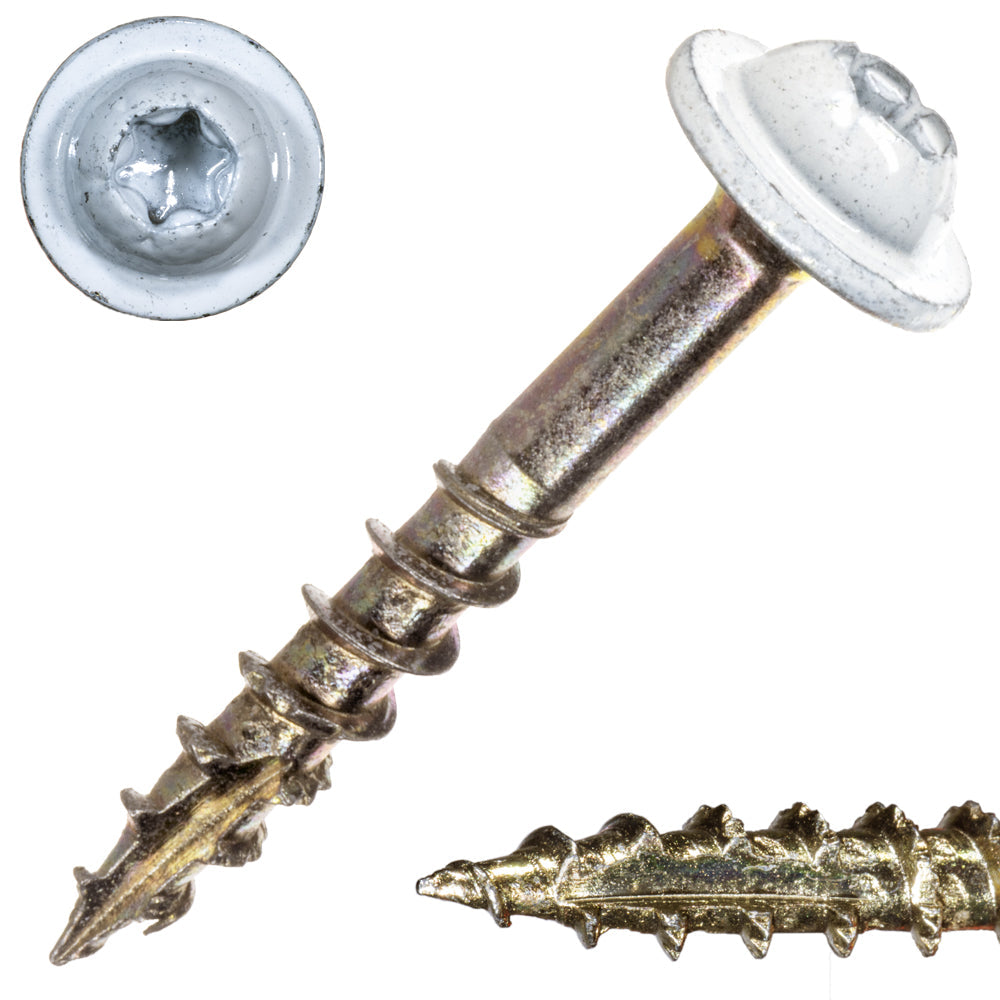 #9 x 1-1/4" SaberDrive® Star Drive White XL1500 Cabinet Screws 1 lb. Box