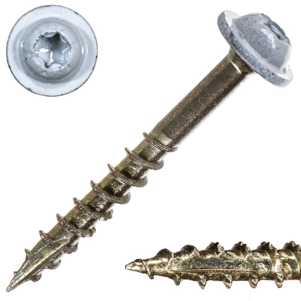 9 x 1-1/2" Star Drive White Cabinet Saberdrive Screws 1 lb. Box