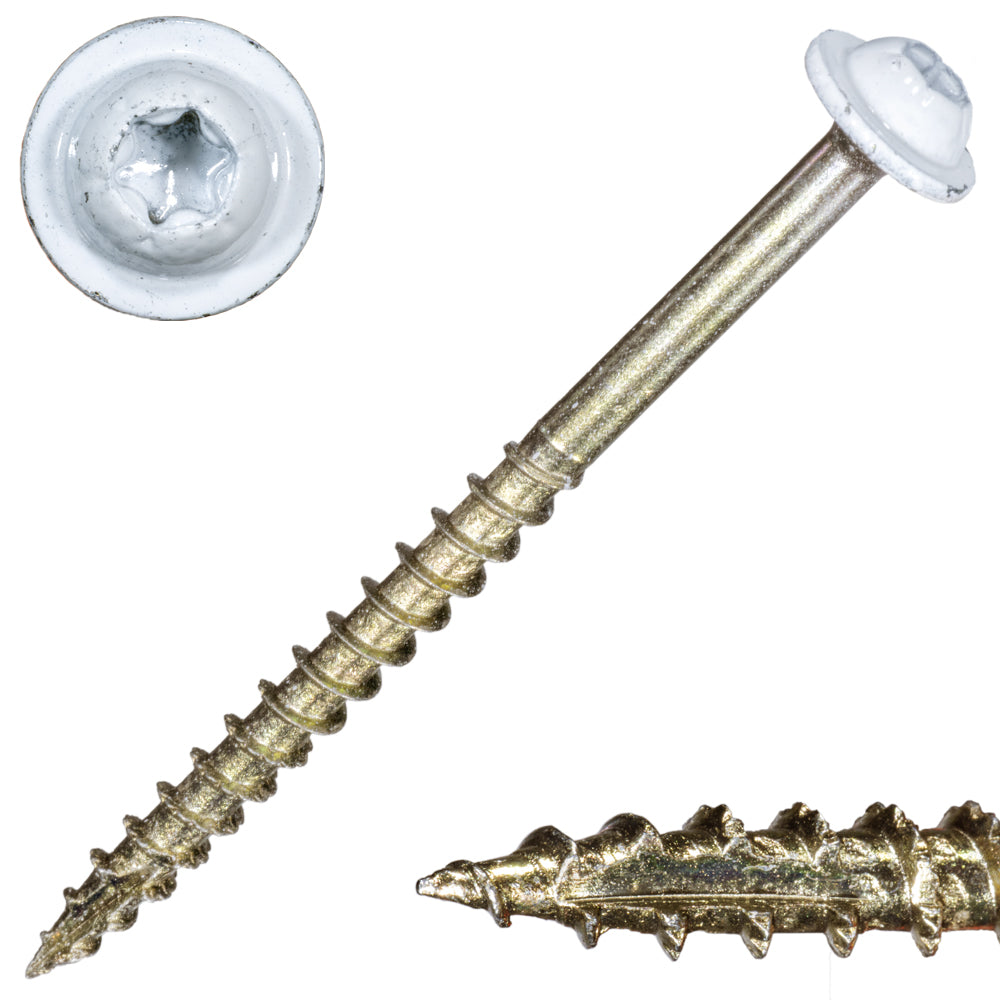 9 x 2-1/2" Star Drive White Cabinet Saberdrive Screws 1 lb. Box