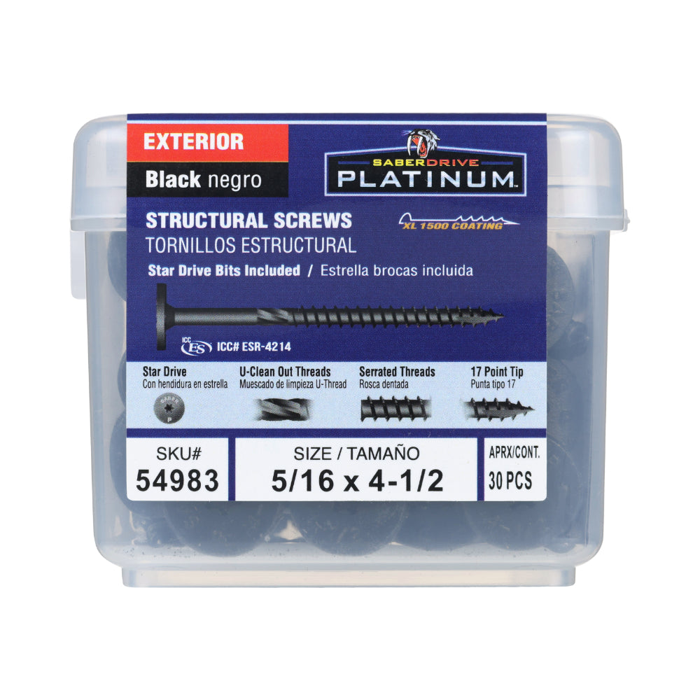 tub of saberdrive black structural screws