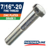 7/16"-20 Zinc Grade 5 Steel Fine Thread Hex Bolt Cap Screws