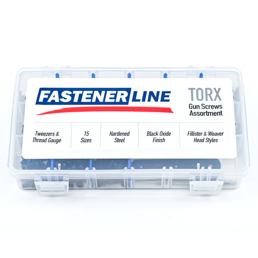 FastenerLine Torx Gun Screws Assortment with Tweezers & Thread Gauge (302 pieces)