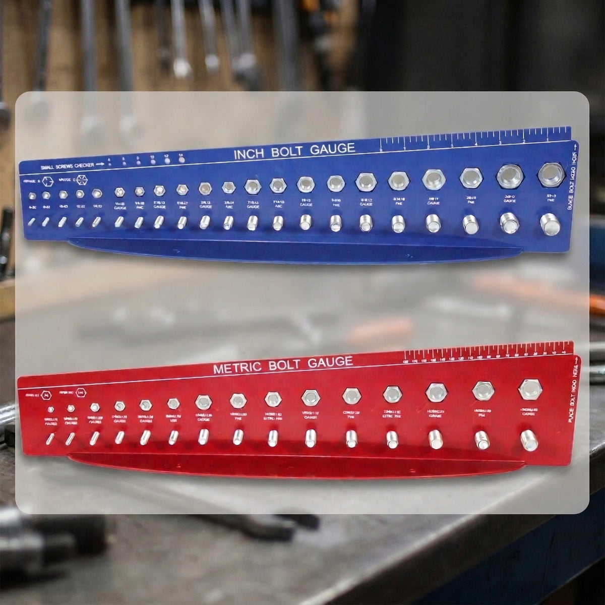 FastenerLine SAE & Metric Thread Checker Gauge Set - Nut & Bolt Fastener Sizing Tool