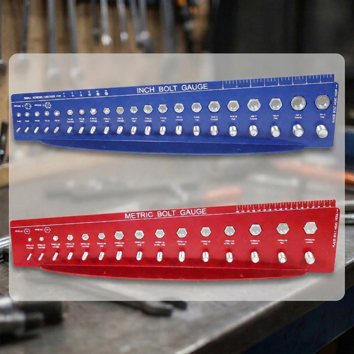 SAE & Metric Thread Checker Gauge Set - Nut & Bolt Fastener Sizing Tool