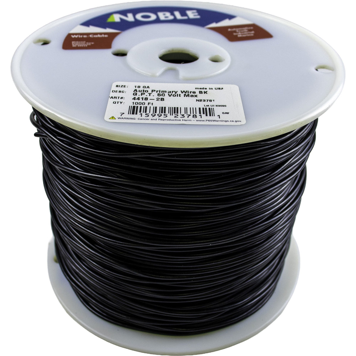 Noble™ 18 Gauge Primary Automotive Wire - GPT Stranded Copper, 18 AWG Auto Electrical Cable – Made in USA