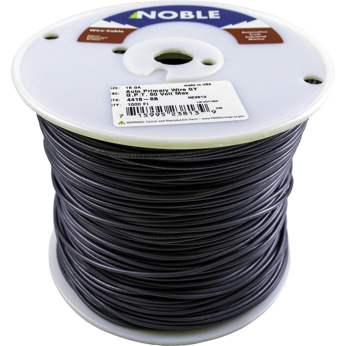 Noble™ 18 Gauge Primary Automotive Wire - GPT Stranded Copper, 18 AWG Auto Electrical Cable – Made in USA