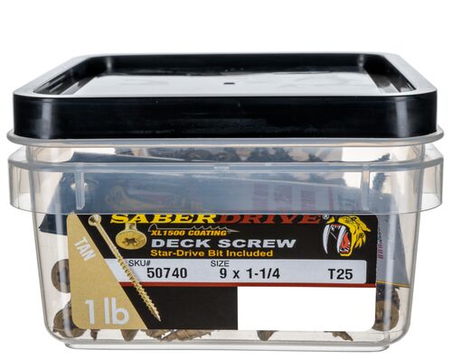 9 x 1-1/4" Star Drive Tan Deck Saberdrive Screws 3 lb. Box (568 pcs.)