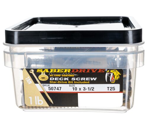 10 x 3-1/2" Star Drive Tan Deck Saberdrive Screws 1 lb. Box (55 pcs.)