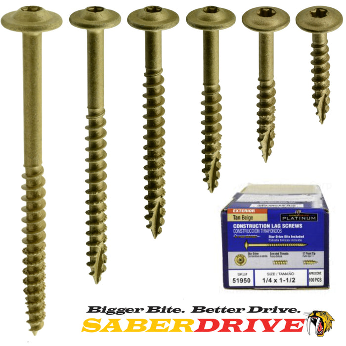SaberDrive® Tan XL1500 Star Drive Construction Lag Screws