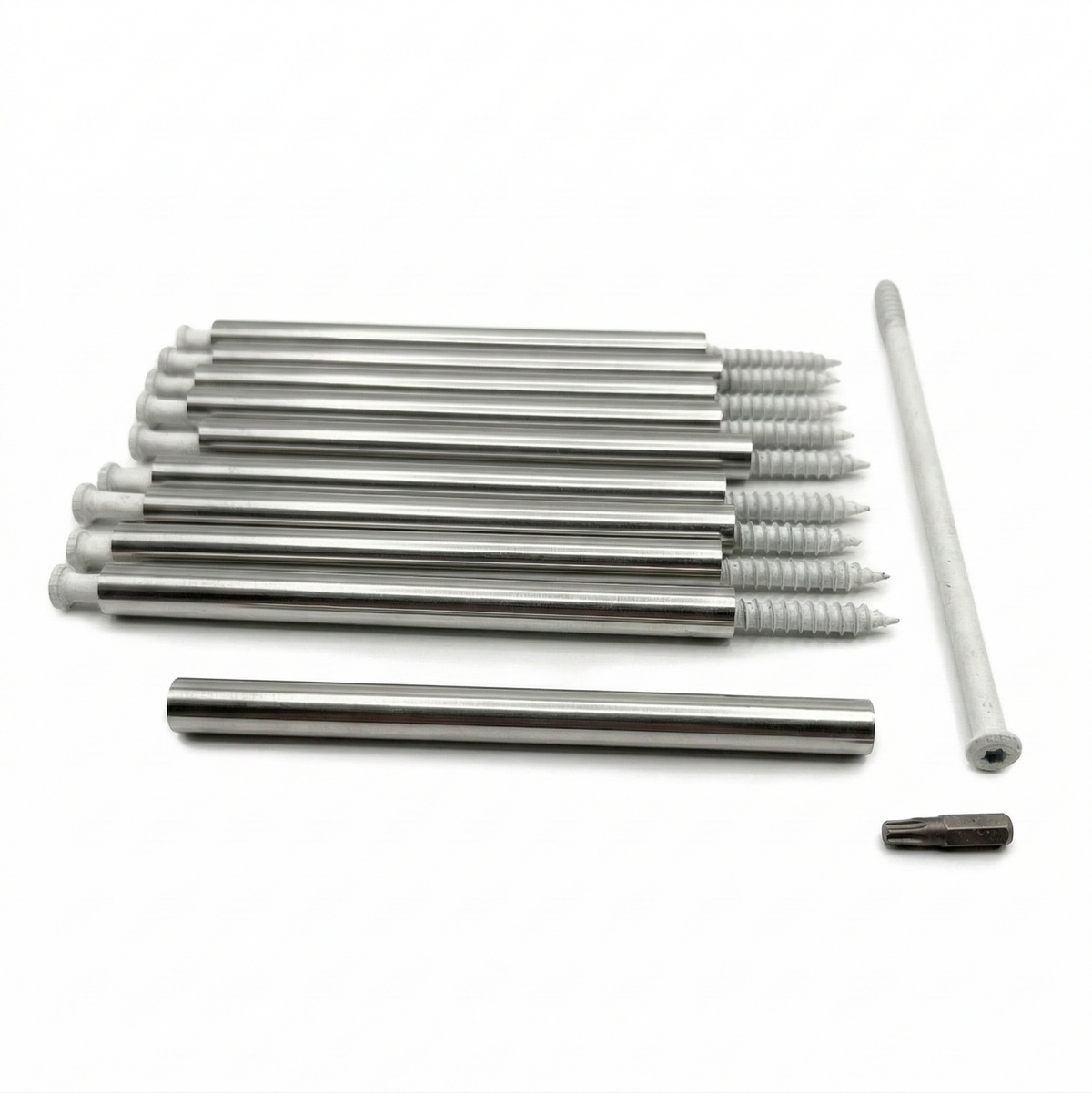 FastenerLine 8" White Gutter Screw and Ferrule (10-Pack with T-30 Bit) – Corrosion Resistant