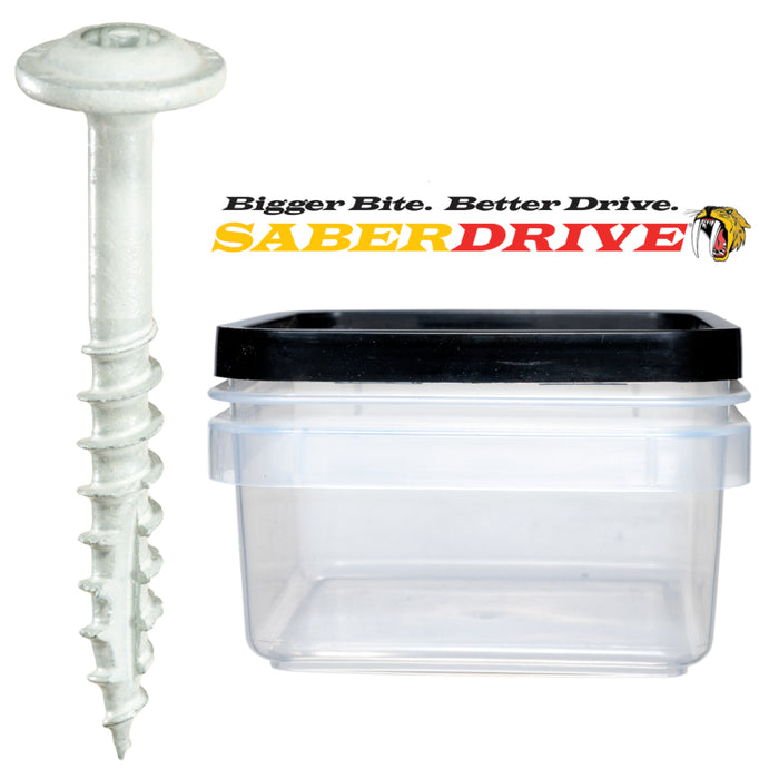 SaberDrive® White T-20 Star Drive Round Washer Head Cabinet Screws