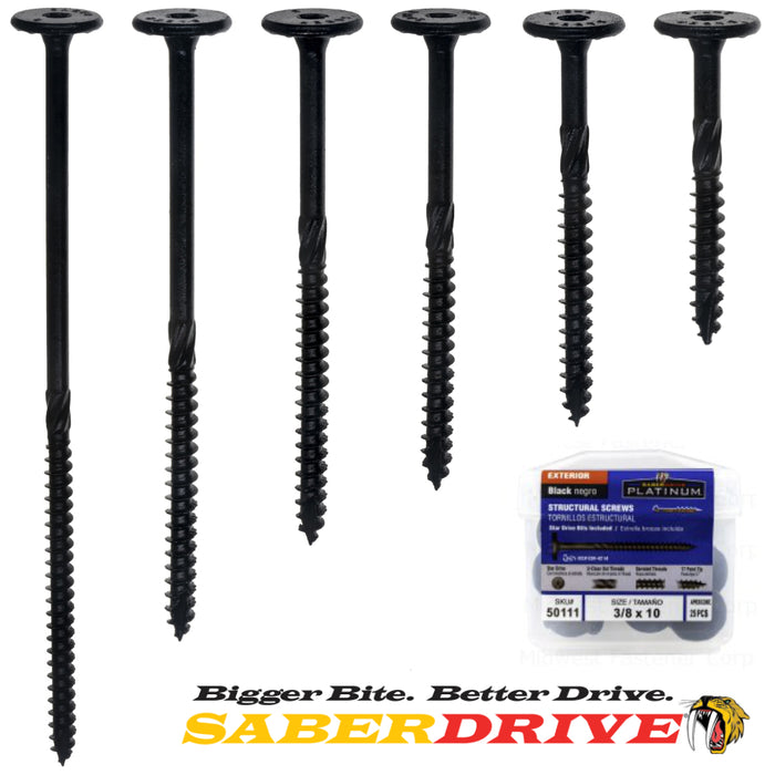 SaberDrive® Black XL1500 Star Drive Structural Lag Screws