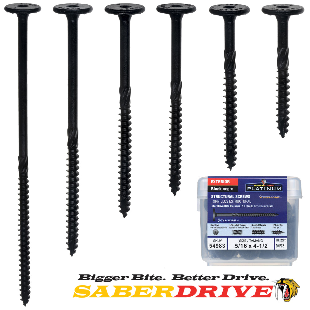 saberdrive black coated exterior structural pancake head screws