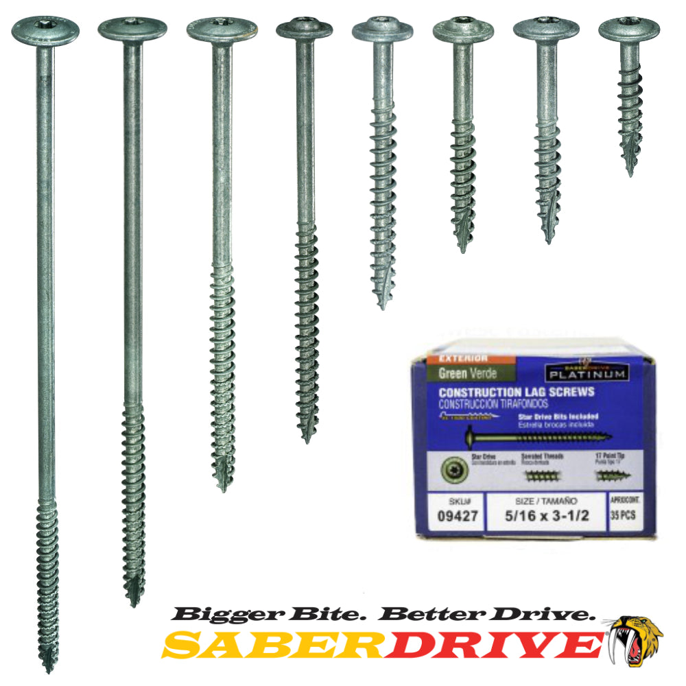 SaberDrive® Green XL1500 Star Drive Construction Lag Screws — Fastener Line