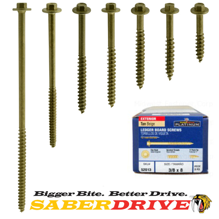 SaberDrive® Tan XL1500 Hex Washer Head Construction Lag Screws