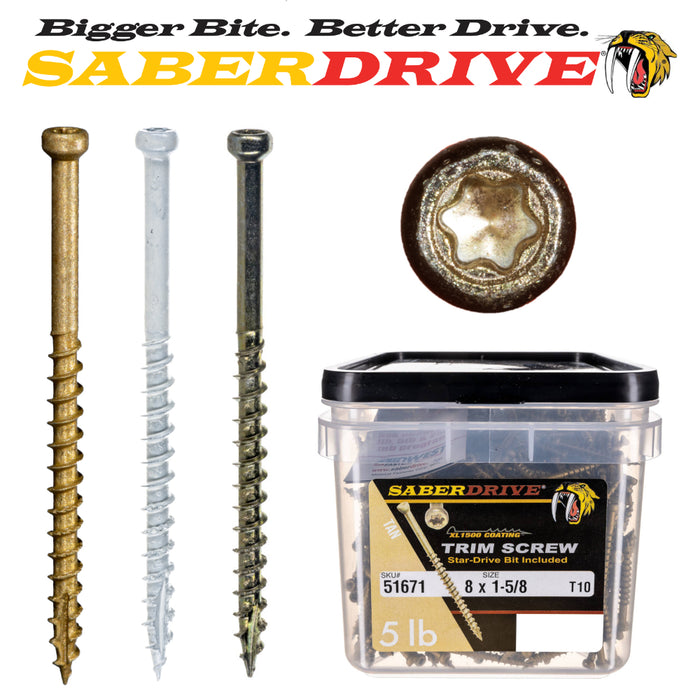 SaberDrive® Star Drive Trim Screws - 5lb. Tub