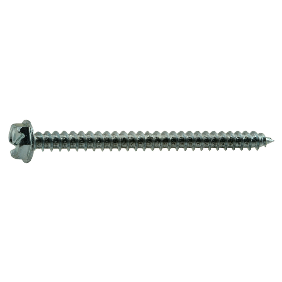 #10 x 2-1/2" Zinc Plated Steel Slotted Hex Washer Head Sheet Metal Screws