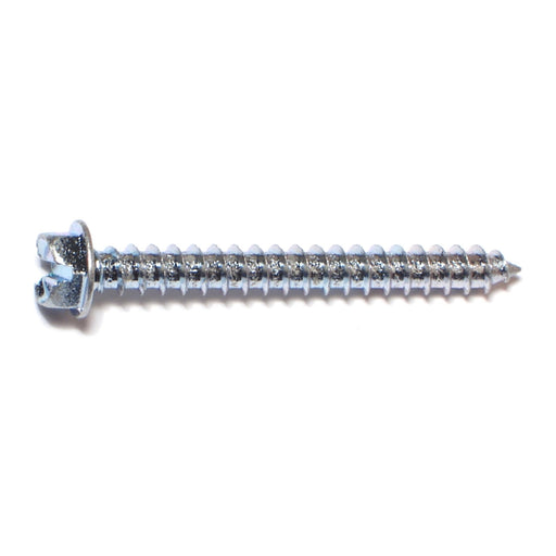 #12 x 2" Zinc Plated Steel Slotted Hex Washer Head Sheet Metal Screws