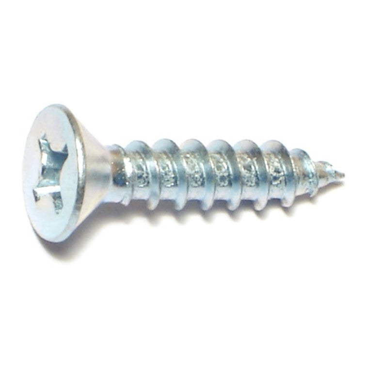 #12 x 1" Zinc Plated Steel Phillips Flat Head Sheet Metal Screws
